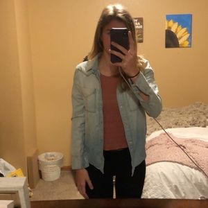 Light wash button down top